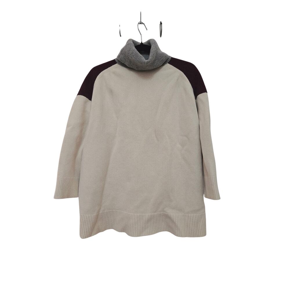 CO Women's Designer Pullover Wool Tunic Colorblock Lagenlook Artsy Sweater | S